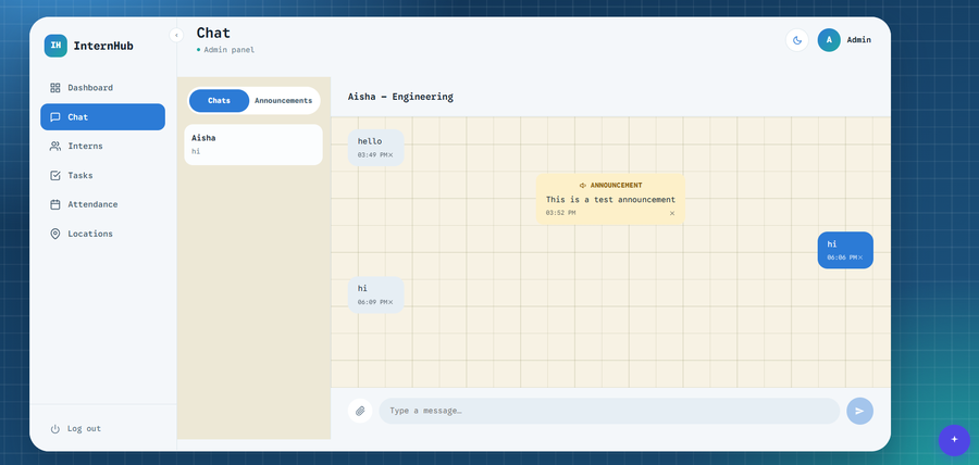 InternHub team chat